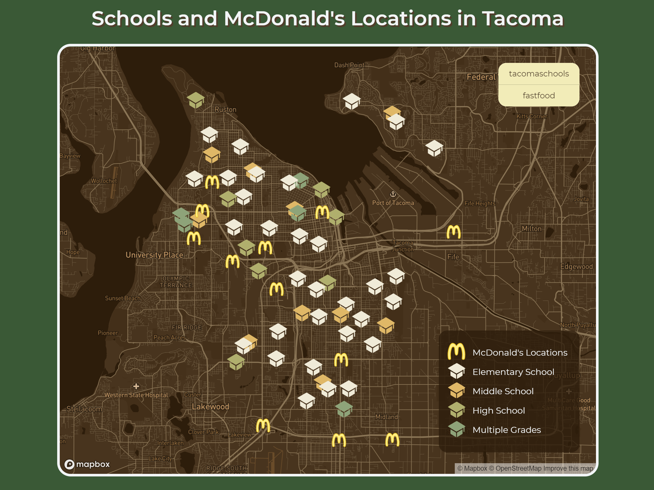 Schools and McDonalds Restaurants in Tacoma, Washington